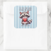 Schattigee wasbeer met een hart vierkante sticker (Tas)