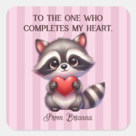 Schattigee wasbeer met een hart vierkante sticker