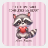 Schattigee wasbeer met een hart vierkante sticker (Voorkant)
