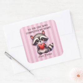 Schattigee wasbeer met een hart vierkante sticker