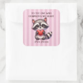 Schattigee wasbeer met een hart vierkante sticker (Tas)