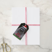 Schattigee wasbeer met rode kerstmuts vakantie cadeaulabel (Met Touw)