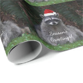 Schattigee wasbeer met rode kerstmuts vakantie cadeaupapier (Rol Hoek)