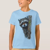 Schattigee wasbeer op het T-shirt van Tree Kinder (Voorkant)