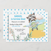 Schattigee wasbeer piloot Blue Stippen eerste verj Kaart (Voorkant / Achterkant)