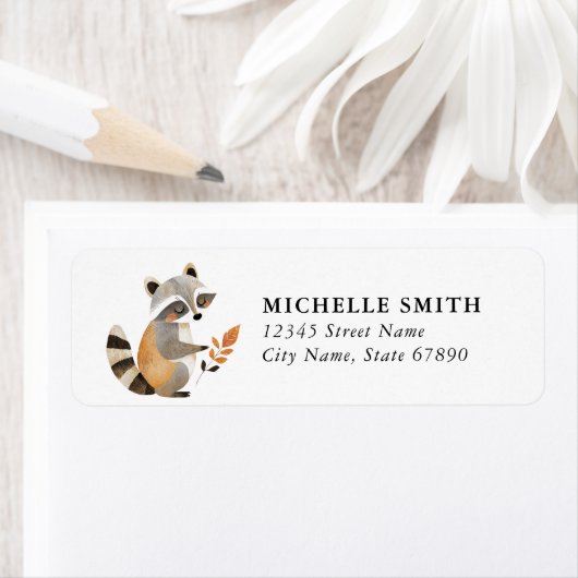 Schattigee wasbeer retour adreslabels etiket (Insitu)