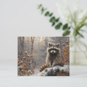 Schattigee wasbeer tijdens winterolieverfschilderi briefkaart (Staand voorkant)