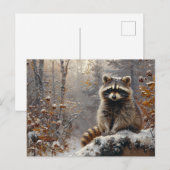 Schattigee wasbeer tijdens winterolieverfschilderi briefkaart (Voorkant / Achterkant)