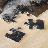 Schattigee wasbeer tijdens winterolieverfschilderi legpuzzel (Zijkant)