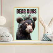 Schattigee wasbeer, uil en Beer drieluik kwekerij Muurkunst Sets