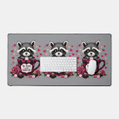 Schattigee wasbeer Valentijn Buffalo Plaid estheti Bureaumat (Keyboard & Muis)