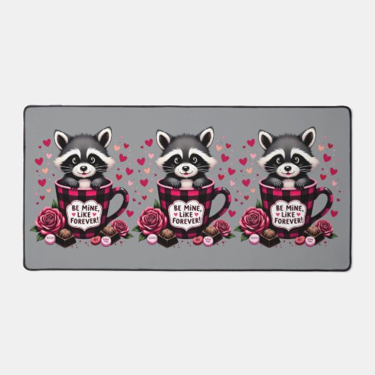 Schattigee wasbeer Valentijn Buffalo Plaid estheti Bureaumat (Voorkant)