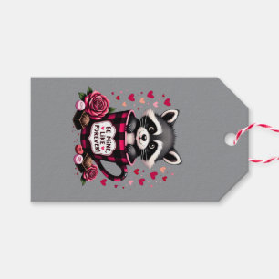 Schattigee wasbeer Valentijn Buffalo Plaid estheti Cadeaulabel