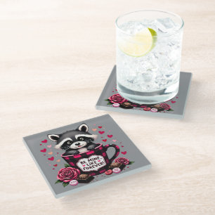 Schattigee wasbeer Valentijn Buffalo Plaid estheti Glazen Onderzetter
