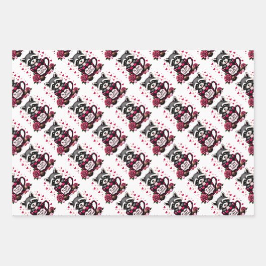 Schattigee wasbeer Valentijn Buffalo Plaid estheti Inpakpapier Vel (Voorkant 3)