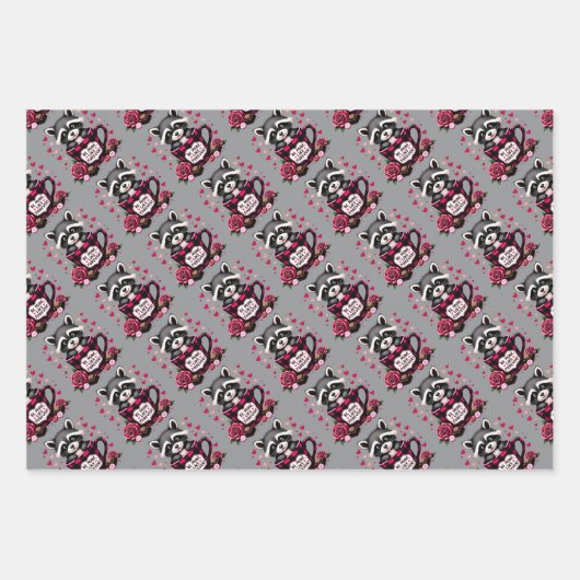 Schattigee wasbeer Valentijn Buffalo Plaid estheti Inpakpapier Vel (Voorkant 2)