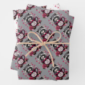 Schattigee wasbeer Valentijn Buffalo Plaid estheti Inpakpapier Vel (In situ)