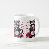 Schattigee wasbeer Valentijn Buffalo Plaid estheti Koffiemok (Voorkant rechts)