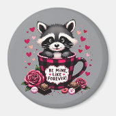 Schattigee wasbeer Valentijn Buffalo Plaid estheti Magneet (Voorkant)