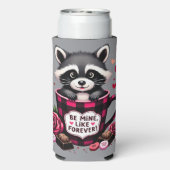 Schattigee wasbeer Valentijn Buffalo Plaid estheti Seltzer Blikjeskoeler (Seltzer Achterkant)