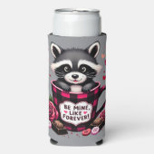 Schattigee wasbeer Valentijn Buffalo Plaid estheti Seltzer Blikjeskoeler (Seltzer Voorkant)