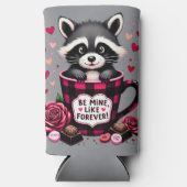 Schattigee wasbeer Valentijn Buffalo Plaid estheti Seltzer Blikjeskoeler (Voorkant)