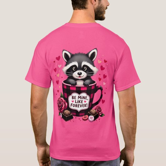 Schattigee wasbeer Valentijn Buffalo Plaid estheti T-shirt (Achterkant)