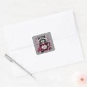 Schattigee wasbeer Valentijn Buffalo Plaid estheti Vierkante Sticker (Envelop)