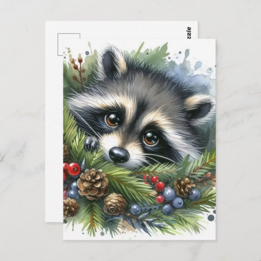 Schattigee wasbeer Waterverf Briefkaart (Voorkant / Achterkant)