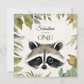 Schattigee Wasbeer Wild Een 1e Verjaardagsfeest Kaart (Achterkant)