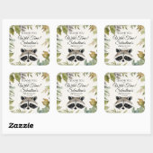 Schattigee wasbeer Woodland Dank u Verjaardag Vierkante Sticker (Vel)