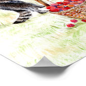 Schattigee wasberen in de appelboomgaard poster (Hoek)