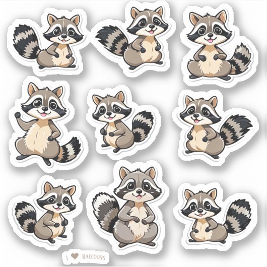 Schattigee wasberen Scrapbook Stationery Stickers (Voorkant)