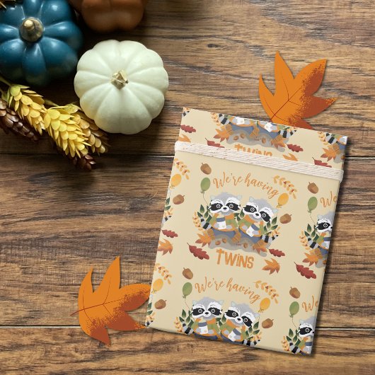 Schattigee wasberen tweeling nieuwe baby wrapping cadeaupapier