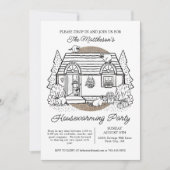 Schattigee wasberen vallen in housewarming party kaart (Voorkant)