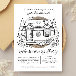 Schattigee wasberen vallen in housewarming party kaart