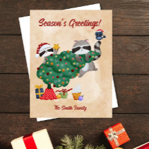 Schattigee wasberen Waterverf kerst