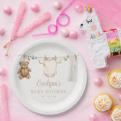 Schattigee waslijn genderneutraal Baby shower Papieren Bordje (Feest)