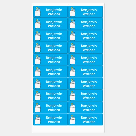 Schattigee wasmachine wasserij cartoon gepersonali labels (Vel)