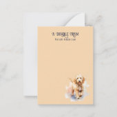 Schattigee Watecolor Goldendoodle Monogrammed Notitiekaartje (Voorkant)