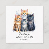 Schattigee watercoIor illustratie van Cats Cat Sit Vierkante Visitekaartje (Voorkant)
