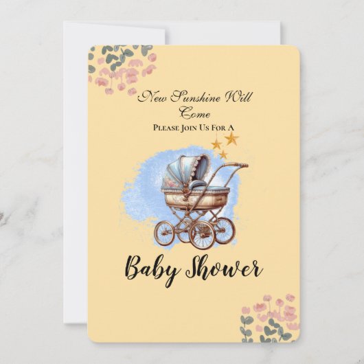 Schattigee Waterkleur Gepersonaliseerd Baby shower Kaart (Voorkant)