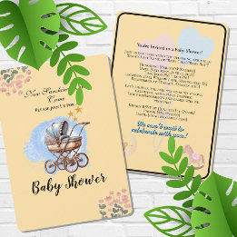 Schattigee Waterkleur Gepersonaliseerd Baby shower Kaart