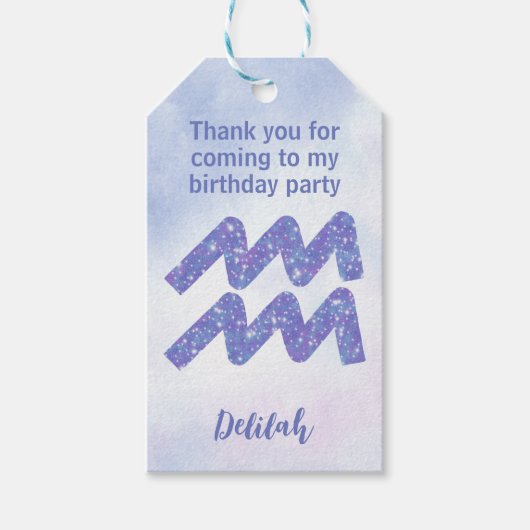 Schattigee Waterman Astrologie Teken Aangepaste Ve Cadeaulabel (Voorkant)