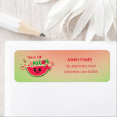 Schattigee Watermeloen Een in een meloen Kind Verj Etiket (Insitu)