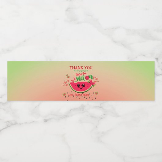 Schattigee watermeloen Een In Een Meloen Meisje's  Waterfles Etiket (Enkel label)