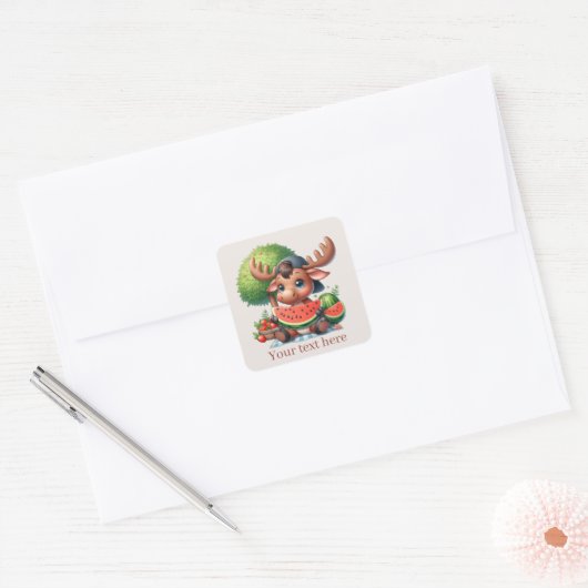Schattigee watermeloen eland party vierkante sticker (Envelop)