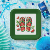 Schattigee Watermeloen Flip Flop Beach Party Papieren Bordje (Feest)