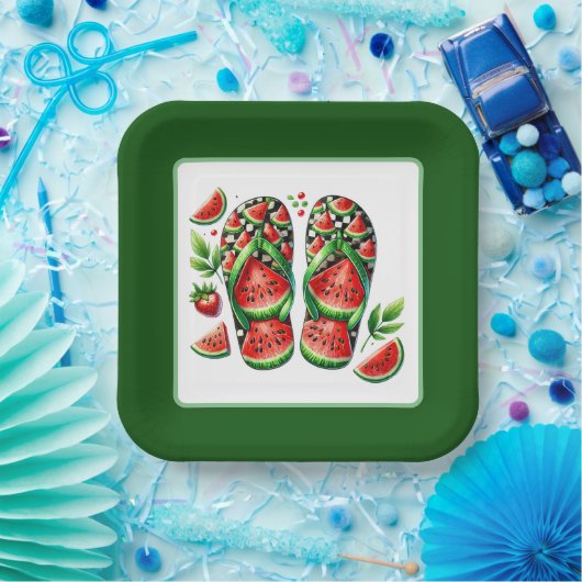 Schattigee Watermeloen Flip Flop Beach Party Papieren Bordje (Feest)