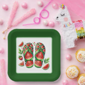 Schattigee Watermeloen Flip Flop Beach Party Papieren Bordje (Feest)